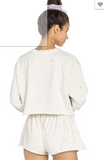 SALE JILLYROCKS 2 PC  Distressed Grey Crop Top Short Sweatshirt Set