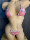 JILLYROCKS 2 PC BABY PINK VELVET MICRO AB CRYSTAL BLING SET