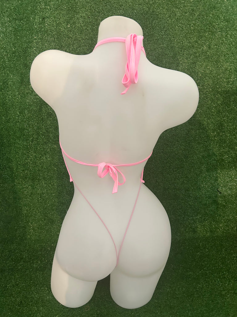 JILLYROCKS Pastel Pink plaid thong sparkle bodysuit rave festival exotic dancewear