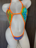 JILLYROCKS 1 Pc DIAMOND Exotic thong Tropical print bodysuit