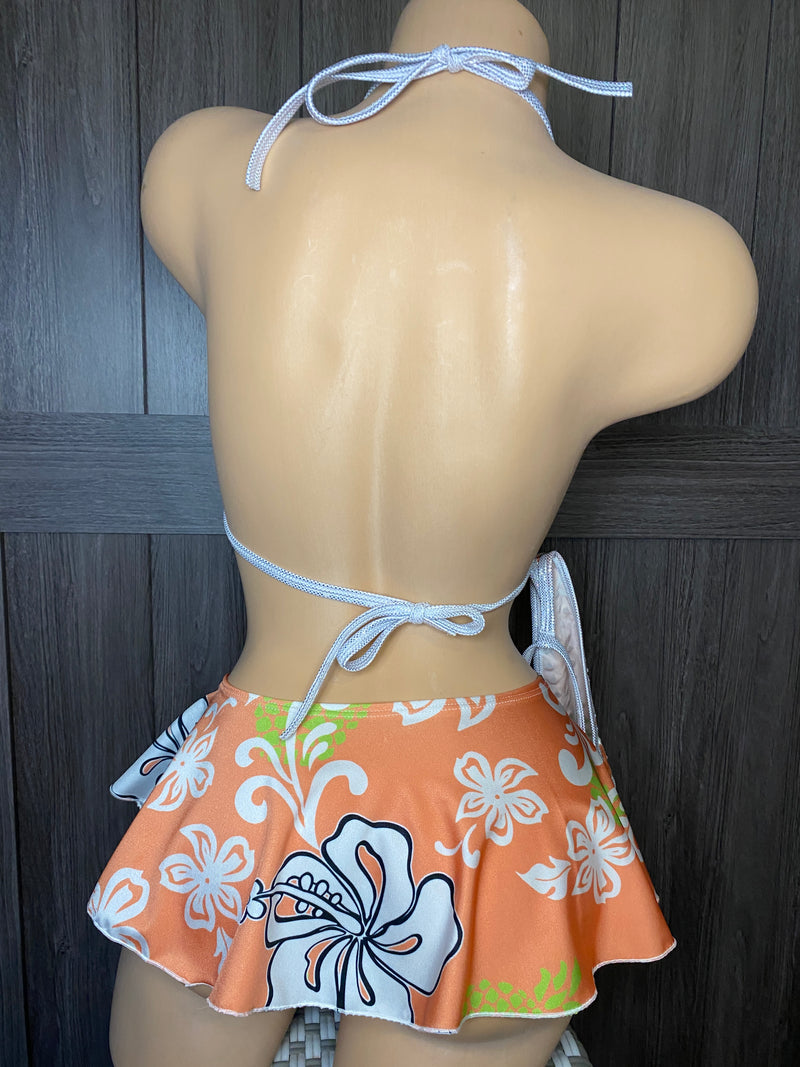 JILLYROCKS 3 PC Triangle top thong Flair skirt set RAVE Festival clothing exotic dancewear