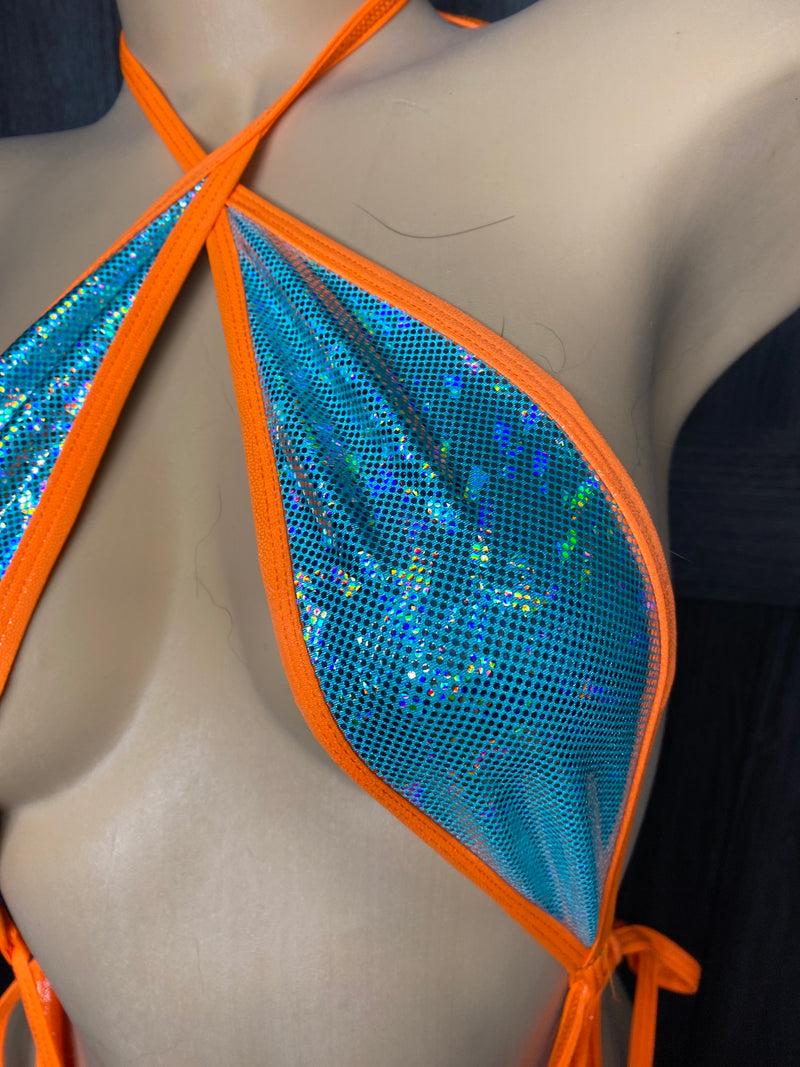 JILLYROCKS 1 Pc Shiny turquoise Orange wet look Exotic Thong SLINGSHOT