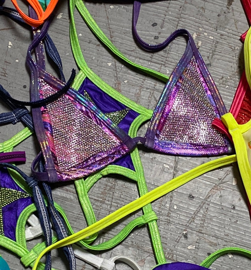 JROCK DESIGNS HOTFIX crystal rhinestone bikini 2 pc set