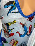 JILLYROCKS 1 Pc Blue SUPERHERO print PBS thong Exotic bodysuit