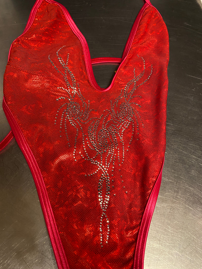 JROCK DESIGNS Hot fix Crystal floral tshirt bodysuit design 6" X 12"