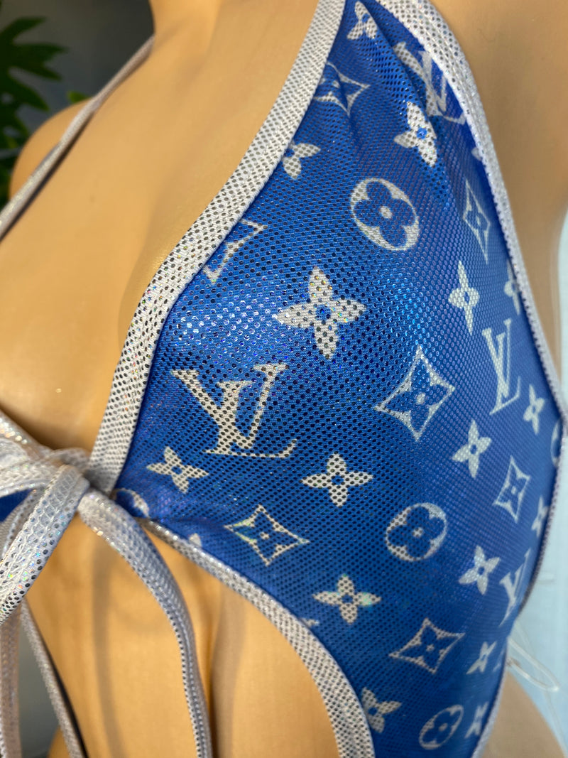 JILLYROCKS Bright blue Tie NATALIE invisible thong bodysuit