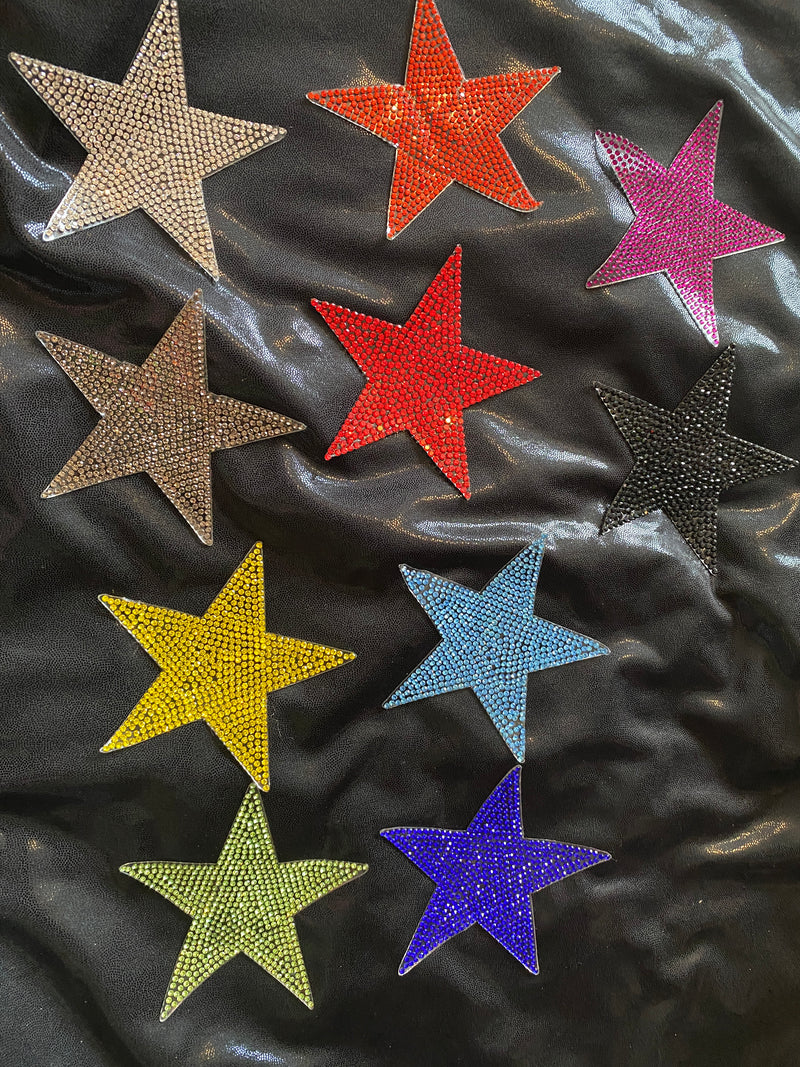 JROCK DESIGNS HOT FIX Rhinestone STARS ALL Colors Iron ON