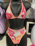 JILLYROCKS 2 Pc triangle high waist elastic BLING bikini set