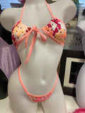 JILLYROCKS 2 Pc Peach orange tropical bikini thong set