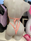 JILLYROCKS 2 Pc Peach orange tropical bikini thong set