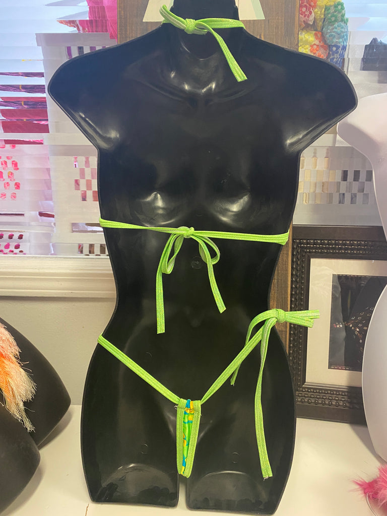 JILLYROCKS 2 pc Turquoise Tropical TUM bikini set