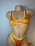 JILLYROCKS 1 PC YELLOW ORANGE TROPICAL PRINT TANK-O-BODYSUIT