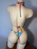 JILLYROCKS 2 pc Multicolored Velvet triangle top thong