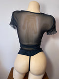 JILLYROCKS 2 Pc Black crop top band thong set