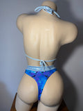 JILLYROCKS 2 PC AKIRA Blue metallic print Triangle top High waist set