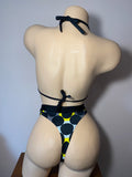 JILLYROCKS 2 PC ARIKA Black dots Triangle top High waist thong set