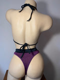 JILLYROCKS 2 PC ARIKA Purple mesh Triangle top High waist thong set