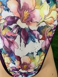 JILLYROCKS burgundy floral tropical PAULINA thong bodysuit