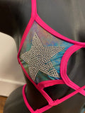 JILLYROCKS Starfire Pink Rainbow Bling thong bodysuit