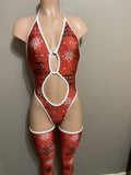 JILLYROCKS 3 PC HOLIDAY LOGO bodysuit thigh high