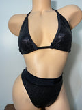 JILLYROCKS 2 Pc ARIKA Black onyx Tube top High waist thong bikini