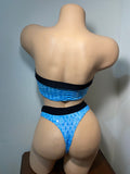 JILLYROCKS ARIKA Blue snakeskin tube top high waist thong set
