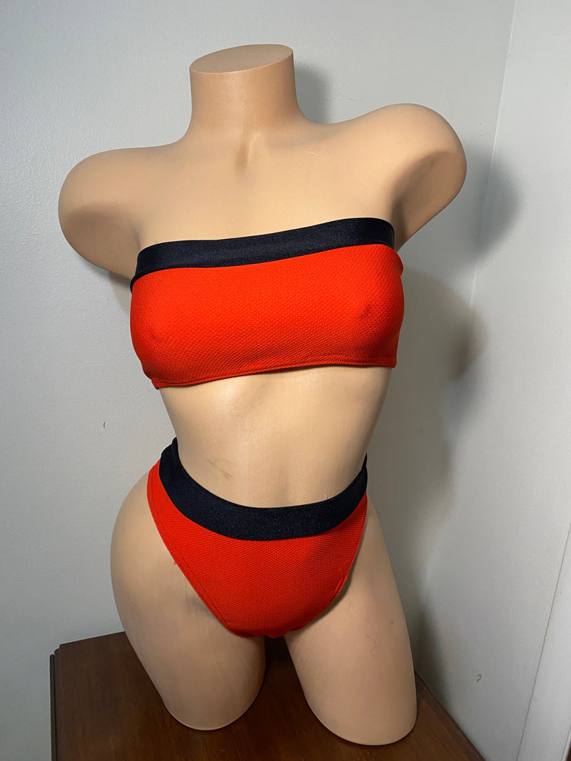 JILLYROCKS 2 pc ARIKA Red Black Tube top High waist thong