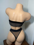 JILLYROCKS 2 Pc ARIKA Black silver  sheer mesh tube top Highwaist