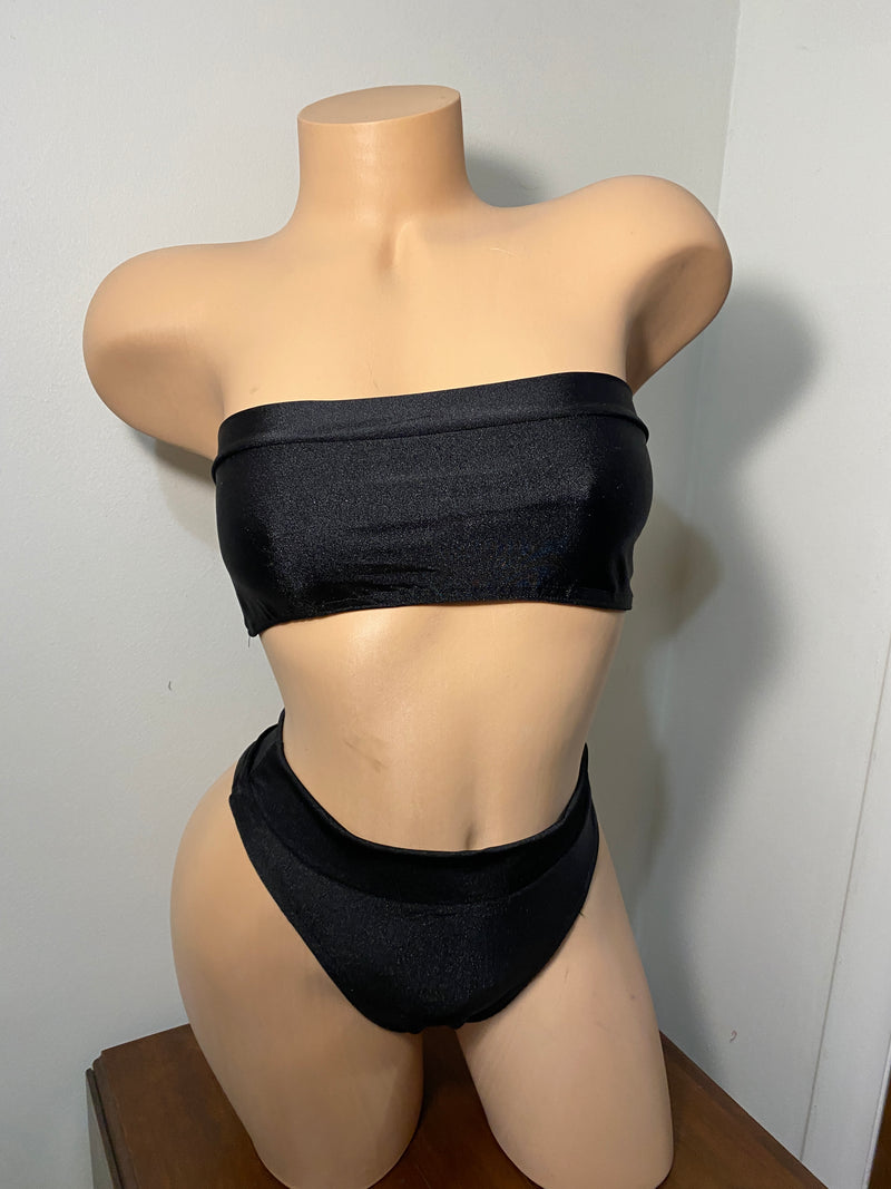 JILLYROCKS 2 PC Arika Black tube top high waist thong