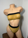 JILLYROCKS 2 Pc ARIKA Gold mesh sheer Tube top High waist thong