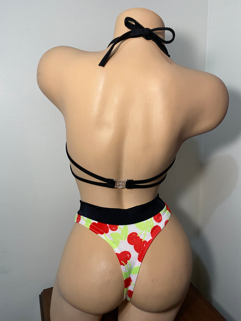 JILLYROCKS 2 Pc ARIKA Cherry Gigi top High waist thong bikini