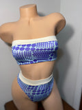 JILLYROCKS 2 Pc ARIKA Purple blue dot Tube top high waist thong