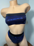 JILLYROCKS 2 Pc ARIKA Blue sequin Tube top High waist