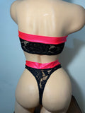 JILLYROCKS 2 Pc ARIKA Black lace coral Tube top High waist thong