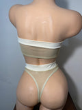 JILLYROCKS 2 Pc ARIKA Nude sheer mesh Triangle top High waist thong