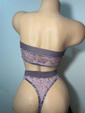 JILLYROCKS 2 Pc ARIKA Mauve lace Tube top High waist thong bikini