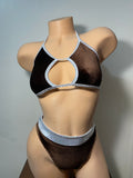JILLYROCKS 2 Pc ARIKA Brown velvet Gigi top High waist thong bikini