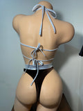 JILLYROCKS 2 Pc ARIKA Brown velvet Gigi top High waist thong bikini