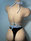 JILLYROCKS 2 Pc ARIKA Brown velvet Halter top High waist thong bikini