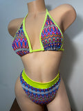 JILLYROCKS 2 Pc ARIKA Abstract triangle top High waist thong bikini