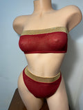JILLYROCKS 2 Pc ARIKA Red sparkle tube top High waist thong